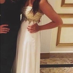 Size 4 white and gold prom dress or best offer